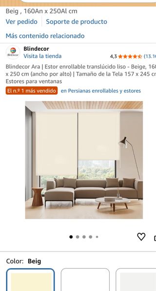 Due tende a rullo Blindecor Beige 160x250cm