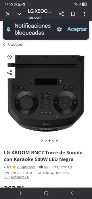 Torre de Sonido LG XBOOM 500W