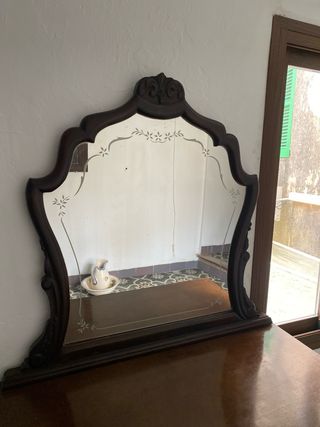 Tocador antiguo madera maciza con espejo