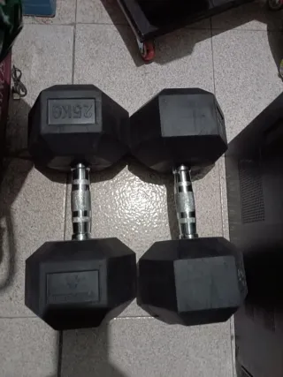 Juego Mancuernas Hexagonales nuevas + Carros