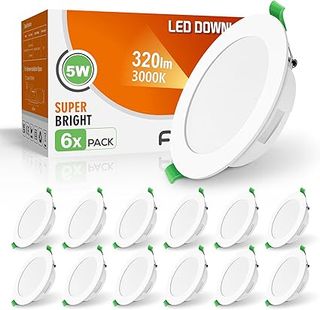 ALUSSO Downlight LED Empotrable, 5W IP44 Focos Interior 3000K Blanco Cálido, Ultradelgado 30mm, φ75-85mm, Ojos de Buey para Tech