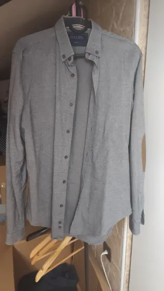 Camisa Zara Hombre Gris Talla M