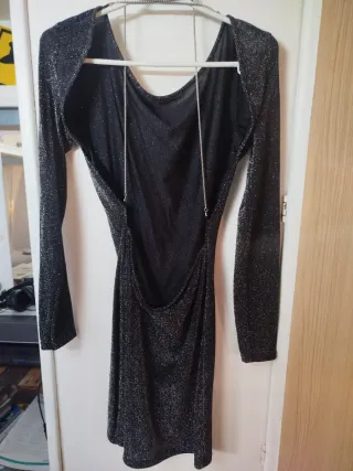 Vestido fiesta negro y plateado talla S