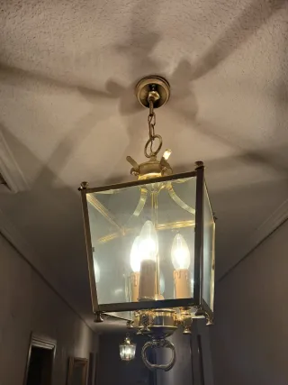 3 Lámparas farol de metal y cristal