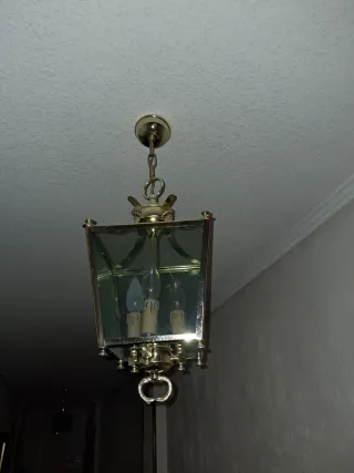 3 Lámparas farol de metal y cristal