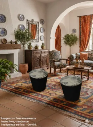 Pareja Puffs Retro Sci-Fi Negro Multicolor