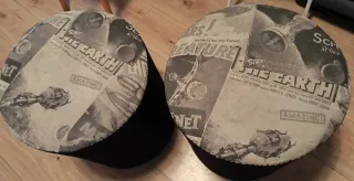 Pareja Puffs Retro Sci-Fi Negro Multicolor