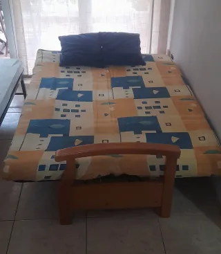 Sofá Cama Madera con cama nido y Tela Multicolor