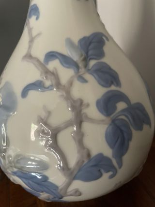 Jarrón Lladró Porcelana Azul y Blanco