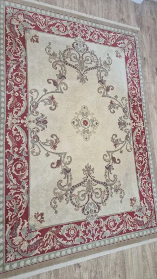 Lote 2 Alfombras Lana Estilo Persa Beige/Rojo