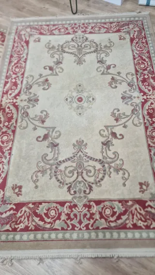 Lote 2 Alfombras Lana Estilo Persa Beige/Rojo