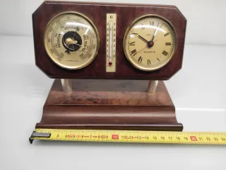 Stazione Meteo Vintage Legno Barometro Termometro