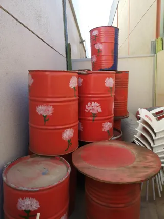 Mesa barril reciclado madera