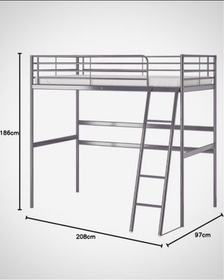 Cama alta individual Ikea metálica