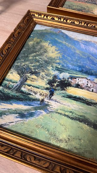 Pareja Óleos 42x50cm Paisaje Montaña LARNIEÉ