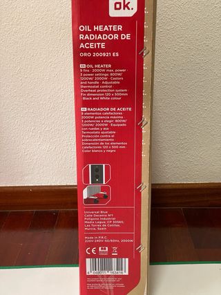 Radiador de Aceite OK. 2000W 9 Elementos