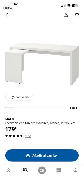 Escritorio Ikea MALM Madera y Cristal