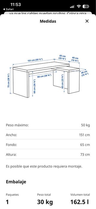 Escritorio Ikea MALM Madera y Cristal