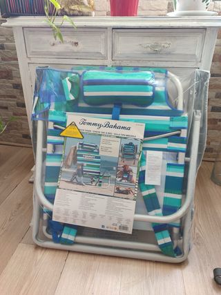 Silla Playa Tommy Bahama Rayas Azul/Verde