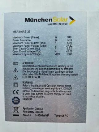 Placa Solar Munchen Solar 340W