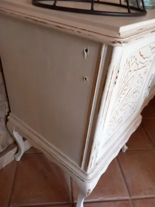 Mueble aparador antiguo madera y metal restaurado