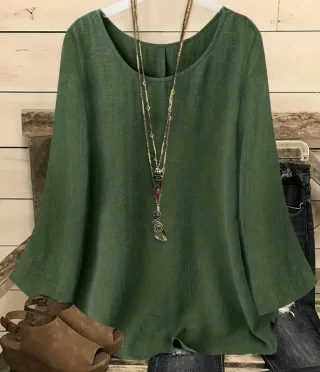 Camisa verde manga larga mujer