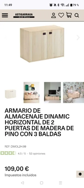Mueble de madera de pino natural