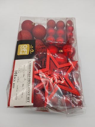 Bolas de Navidad Rojas - 101 Bolas Navidad - Adornos Arbol Navidad Plastico - para Uso en Exteriores e Interiores - Adornos Navi