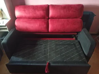 Sofá Cama Negro y Rojo