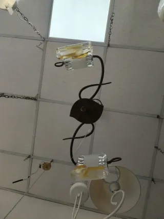 Lámpara de forja bronce y cristal