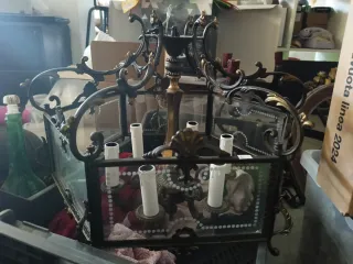 Lampadario vintage ferro e vetro Vintage