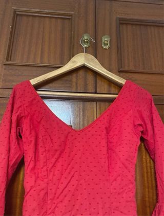 Traje Flamenca Rojo Plumeti Talla 32