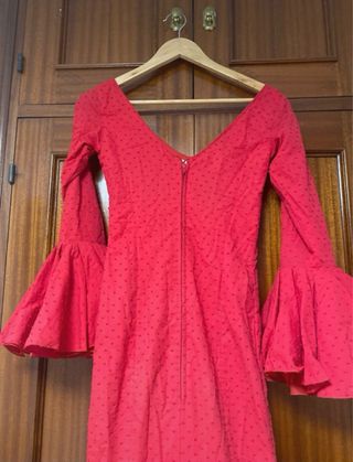Traje Flamenca Rojo Plumeti Talla 32