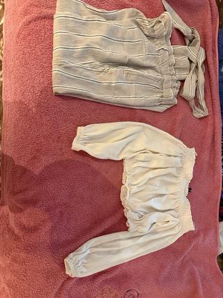 Conjunto 2 blusas y pantalón rayas XS