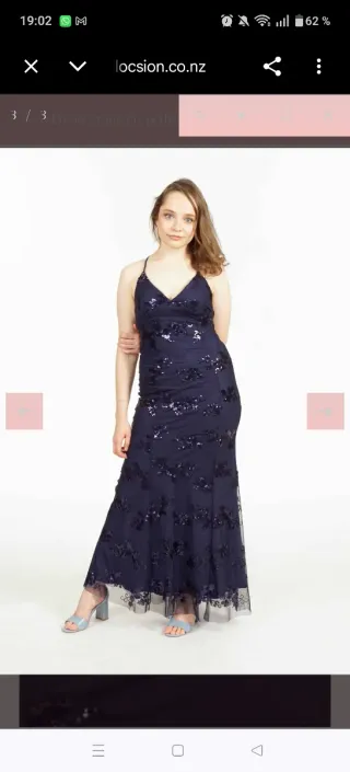 Vestido largo fiesta lentejuelas azul