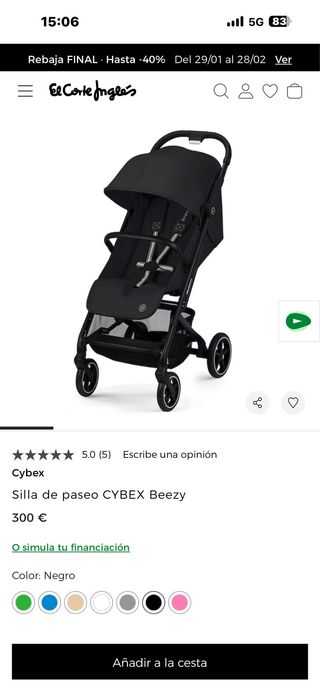 Silla de paseo CYBEX Beezy Negra  Mas info privado