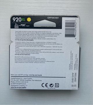 HP 920 XL Amarillo Cartucho Original