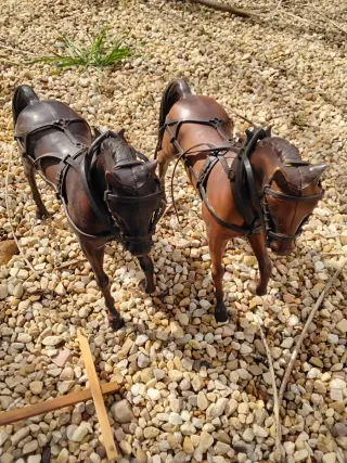 Madelman Carreta con caballos + muñeco cowboy