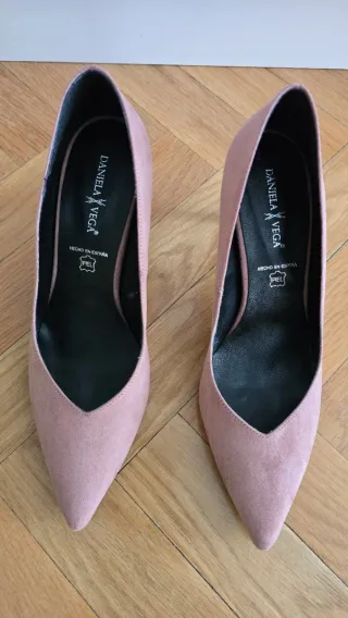 Zapatos tacón ante rosa Daniela Vega