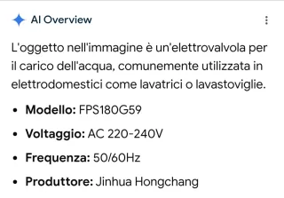 Valvola Carico Acqua Lavatrice Candy FPS180G59