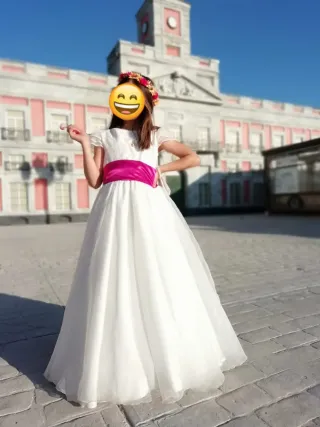Vestido de comunión blanco y rosa