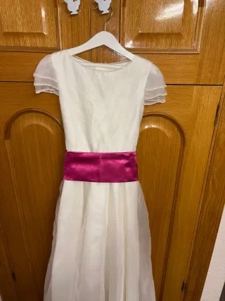 Vestido de comunión blanco y rosa