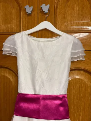 Vestido de comunión blanco y rosa