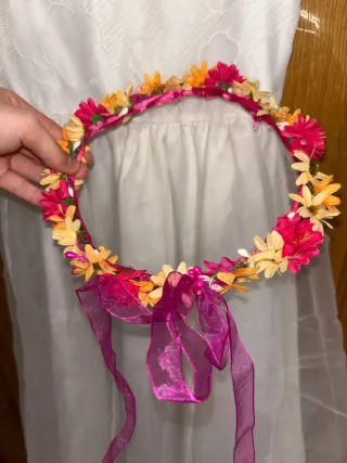 Vestido de comunión blanco y rosa