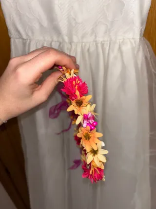 Vestido de comunión blanco y rosa