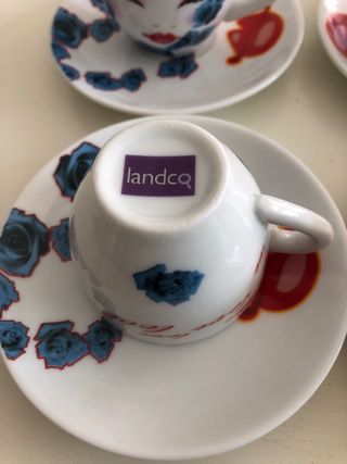 Juego 6 Tazas Café Porcelana Flores