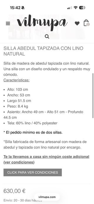 Conjunto 8 Sillas Comedor Madera Lino Beige