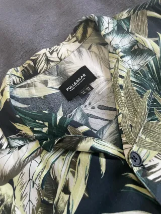 Pull&Bear Camisa HAWAIANA Verde Talla M