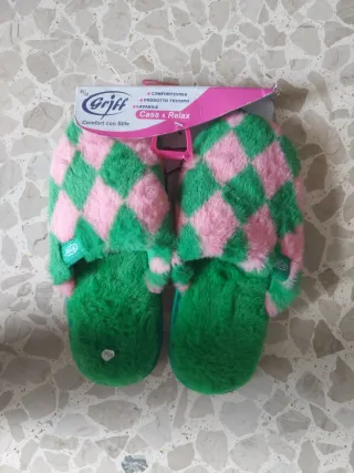 Pantofole donna Griff verdi e rosa taglia 38-39