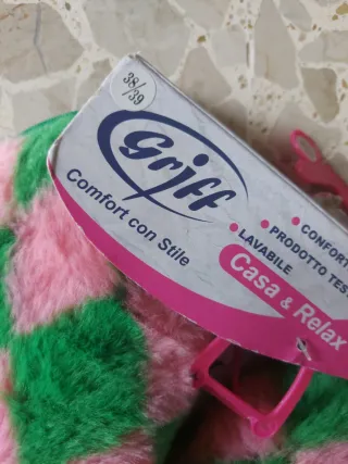 Pantofole donna Griff verdi e rosa taglia 38-39